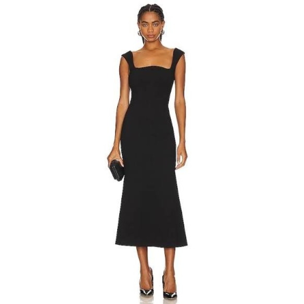 Elliatt Perri Dress Black Square Neck Midi NWT XS